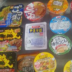食品　カップ麺　袋麺　缶詰　缶ビール　飲料　お茶　鍋スープまとめての画像