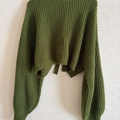 ショート丈カーディガン(モスグリーン) ・0円の画像