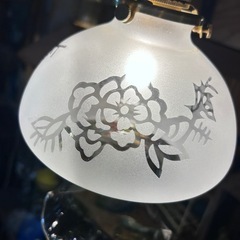 昭和レトロ フリルガラス 花柄 サンドブラスト ペンダントランプ アンティーク 照明器具の画像