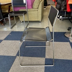 A2511-353　Niels Jorgen Haugesen 1977年 X-ライン チェア⑤ hommage版 北欧風 スチールフレーム メッシュ素材 ブラック サビ、キズ汚れ有りの画像