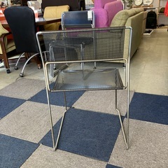 A2511-353　Niels Jorgen Haugesen 1977年 X-ライン チェア⑤ hommage版 北欧風 スチールフレーム メッシュ素材 ブラック サビ、キズ汚れ有りの画像