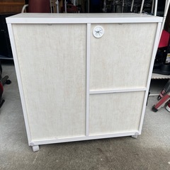 ニトリ カウンターワゴン リズバレー キャスター付 レンジボード 食器棚 フレンチカントリー調 W740 D390 H795 中古美品 ④の画像