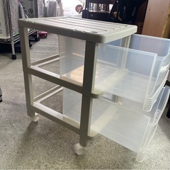 2段　ハンガーイン収納ケース　キャスター付　チェスト　収納ボックス　衣装ケース　整理　衣類　服　マルチ収納　2点あり　中古　③の画像