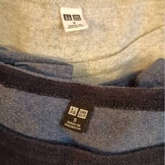（中古）【UNIQLO・Sサイズ】地厚ボーダーカットソー 2枚セット（ネイビー/グレー）​の画像