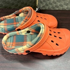 ワークマン EVA裏 フリースクロッグサンダルM オレンジの画像