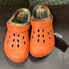 ワークマン EVA裏 フリースクロッグサンダルM オレンジの画像