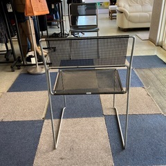 A2511-354　Niels Jorgen Haugesen 1977年 X-ライン チェア⑥ hommage版 北欧風 スチールフレーム メッシュ素材 ブラック サビ、キズ汚れ有りの画像