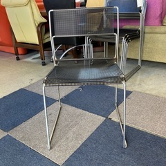 A2511-355　Niels Jorgen Haugesen 1977年 X-ライン チェア⑦ hommage版 北欧風 スチールフレーム メッシュ素材 ブラック サビ、キズ汚れ有りの画像