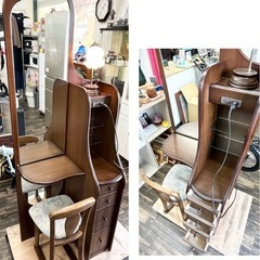 【中古品】アンティーク ドレッサー 鏡台 1995年 クラシカルタイプ ロータスⅡ 木下産業株式会社 ヴィンテージ家具 姿見 レトロ 生活家具の画像