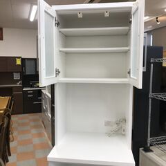 ＼家具＊家電のお店／【ｼﾞｬﾝｸﾞﾙｼﾞｬﾝｸﾞﾙ石川金沢店】ニトリ 食器棚 ホワイト クリスナ 60RB-WH W(幅)59×D(奥行き)51×H(高さ)200cmの画像