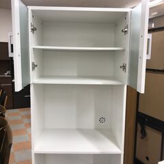 ＼家具＊家電のお店／【ｼﾞｬﾝｸﾞﾙｼﾞｬﾝｸﾞﾙ石川金沢店】ニトリ レンジ台 ハイタイプ ホワイト フォルムN RE1860 WH W(幅)60×D(奥行き)39.5×H(高さ)178cmの画像