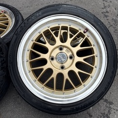 特価！ STEALTH Racing ME02美品　タイヤ付き！ PCD100 タイヤ ホイール ゴールドの画像