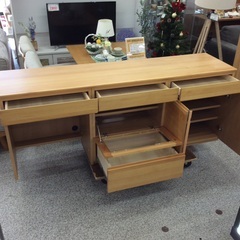 【収納力あるサイドボード】キャビネット サイドボード ユニットタイプ　食器棚 収納家具  幅180.5cm：ナチュラルの画像