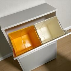 スチール製 フラップ式 ダストボックス 収納ゴミ箱の画像