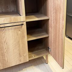 LOWYA キッチンカウンター 食器棚 レンジ台  幅90x奥行46.3x高さ102.5cmの画像