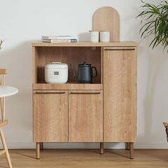 LOWYA キッチンカウンター 食器棚 レンジ台  幅90x奥行46.3x高さ102.5cmの画像