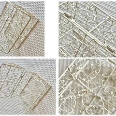 オフホワイトワイヤーバスケット２種　フック　ペーパースタンド　フレンチカントリーの画像