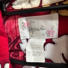 LサイズメンズHowie アロハシャツ ハイビスカス柄 レッドの画像