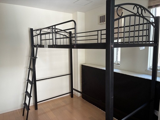 ニトリロフトベッドシステムベッドハイベッド パイプベッド黒ブラック