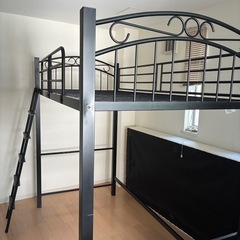 ニトリ　ロフトベッド　システムベッド　ハイベッド　 パイプベッド　黒　ブラック　の画像