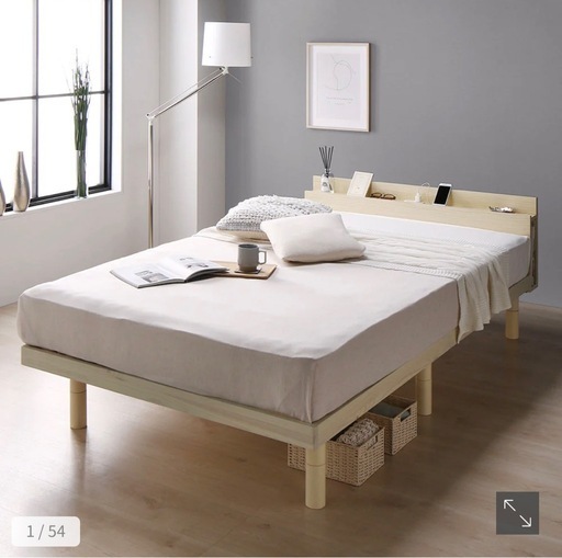 新品】すのこベッド（セミダブル）パイン材 高さ3段階調整脚付き