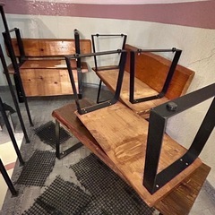 木製 ベンチ 6脚の画像