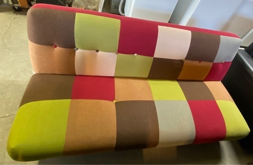 ※　ソファベッド パッチワーク柄　リクライニング（約）幅175cm