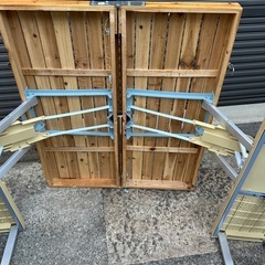 アウトドア テーブルチェアセット 木製の画像