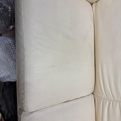 2人掛けソファー　レザー張りの画像