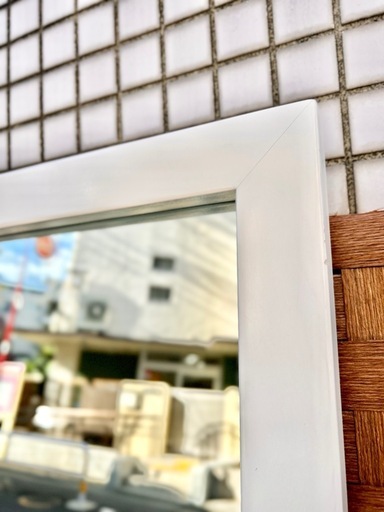 《売約済》特大 鏡 ミラー 全身鏡 姿見 スタンドミラー ウォールミラー 大型 立て掛け 壁掛け 白 ホワイト 木製 アンティーク レトロ  インテリア 家具 玄関