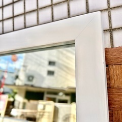 特大 鏡 ミラー 全身鏡 姿見 スタンドミラー ウォールミラー 大型 立て掛け 壁掛け 白 ホワイト 木製 アンティーク レトロ  インテリア 家具 玄関の画像