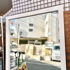 特大 鏡 ミラー 全身鏡 姿見 スタンドミラー ウォールミラー 大型 立て掛け 壁掛け 白 ホワイト 木製 アンティーク レトロ  インテリア 家具 玄関の画像