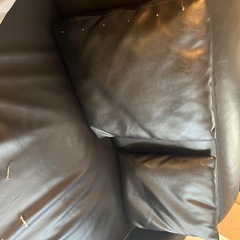 ソファ　ブラック　レザー　2人　1人の画像