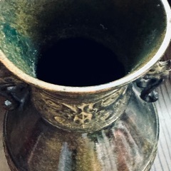 青銅花瓶 双耳花瓶 アンティーク 花入れの画像