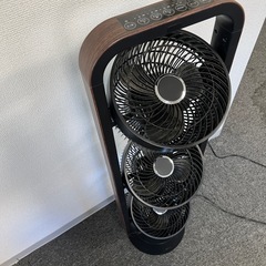 【26日まで】おしゃれな3連タワーファン（サーキュレーター）木目調パネル ※千駄ヶ谷引取の画像