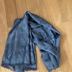 シルバー シルク　ストール フリンジ付きの画像