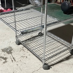 レンジラック　キッチンラック　メタルラック　スチールラック　スライドレール　キャスター付き　の画像