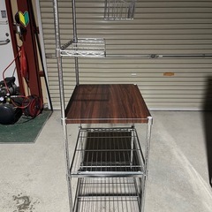 レンジラック　キッチンラック　メタルラック　スチールラック　スライドレール　キャスター付き　の画像