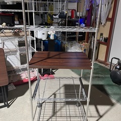 レンジラック　キッチンラック　メタルラック　スチールラック　スライドレール　キャスター付き　の画像