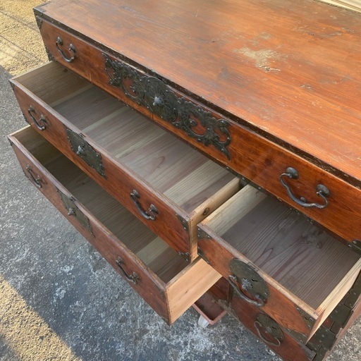 M1122707N 宮城県 引き取り 仙台箪笥 時代箪笥 装飾金具 タンス 古家具 伝統的工芸品 レトロ 家具 引き出し インテリア 当時物 中古品 現状品