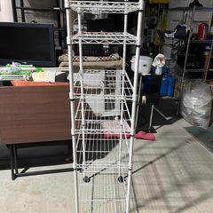 メタルラック　スチールラック　７段　ホワイト　キャスター付きの画像