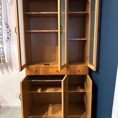 食器棚（収納家具小物収納棚・本棚としても）【高さ180㎝×横幅89㎝×奥行39㎝】の画像