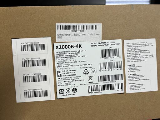 ViewSonic X2000B-4K Smart 4K UST プロジェクター（レーザー）リモコン付