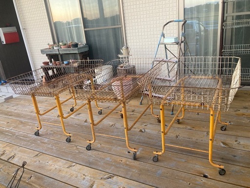昭和レトロ ワイヤーワゴン キャスター付 店舗什器 超シャビージャンク