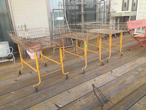 昭和レトロ　ワイヤーワゴン　キャスター付　店舗什器　超シャビージャンクガーデン3台