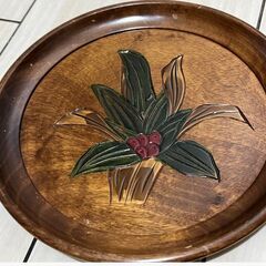 【昭和レトロ】おもと彫り 木製 菓子器 3点セット／盆付重箱／和風 茶道 菓子器／木彫／共箱入り／和モダン インテリアにも◎の画像