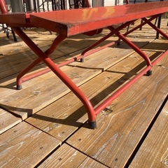 昭和レトロ　ガーデンベンチ 屋外用 スチール　店名入りの画像