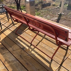 昭和レトロ　ガーデンベンチ 屋外用 スチール　店名入りの画像