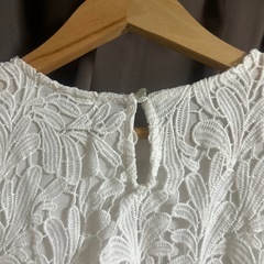 トップス レース 白 透け感 Lの画像