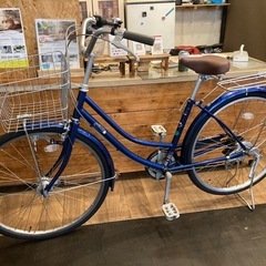 【前後タイヤ・チューブ新品！】 LEDオートライト　6段変速　26インチ自転車　ブルーの画像